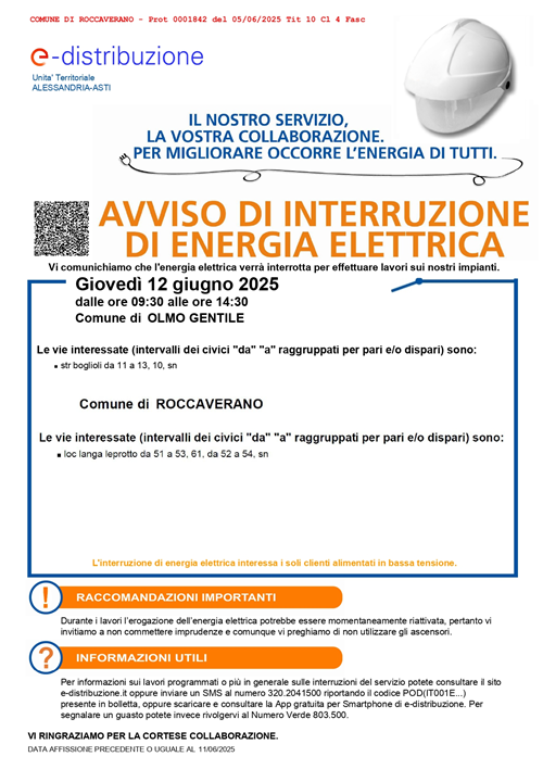 Avviso Importante Energia elettrica